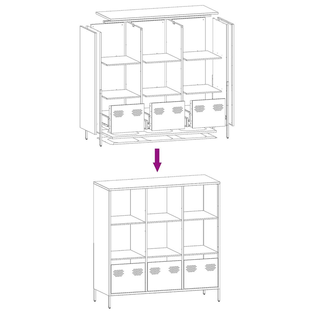 Weißes hohes Sideboard 101,5 x 39 x 103,5 cm aus Stahl