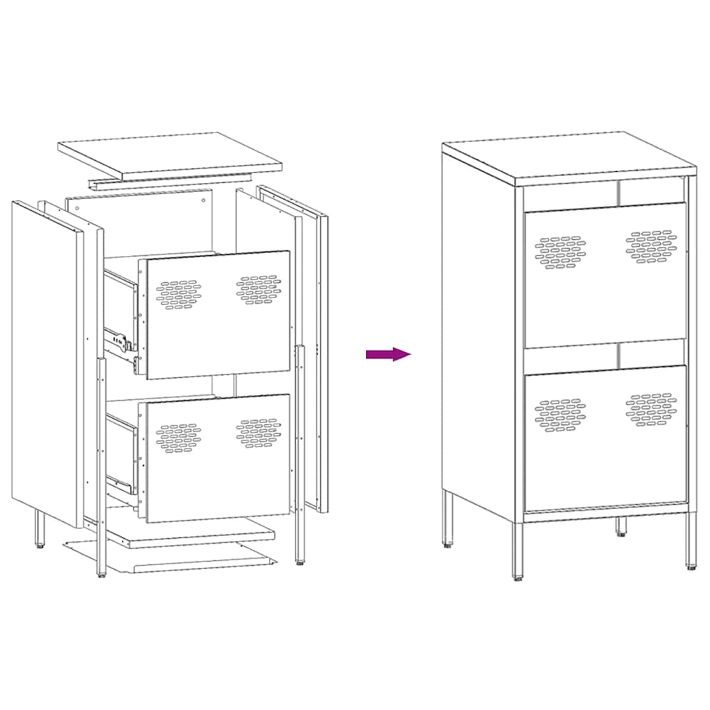 Buffet jaune moutarde 35x39x73,5 cm acier laminé à froid