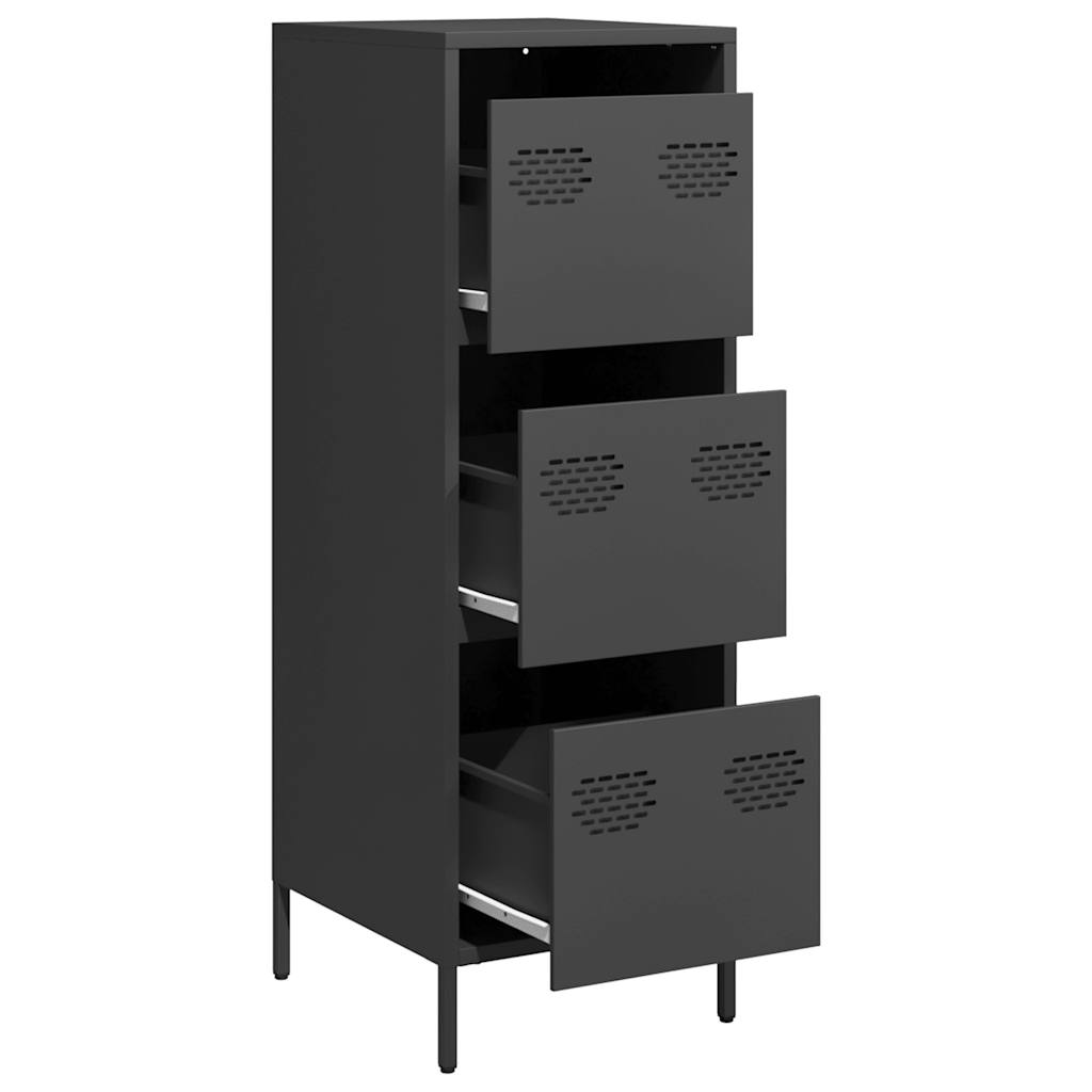 Buffet haut noir 39x35x103,5 cm acier