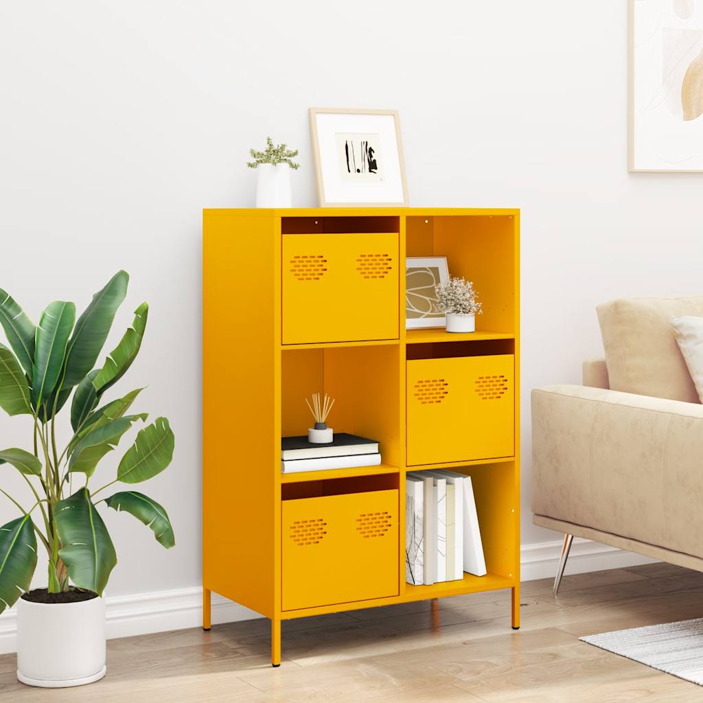 Buffet haut jaune moutarde 68x39x103,5 cm acier