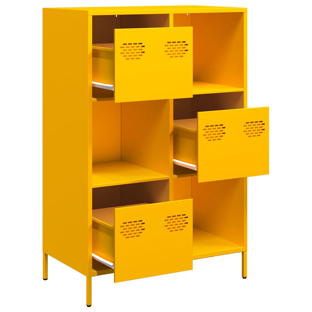 Buffet haut jaune moutarde 68x39x103,5 cm acier