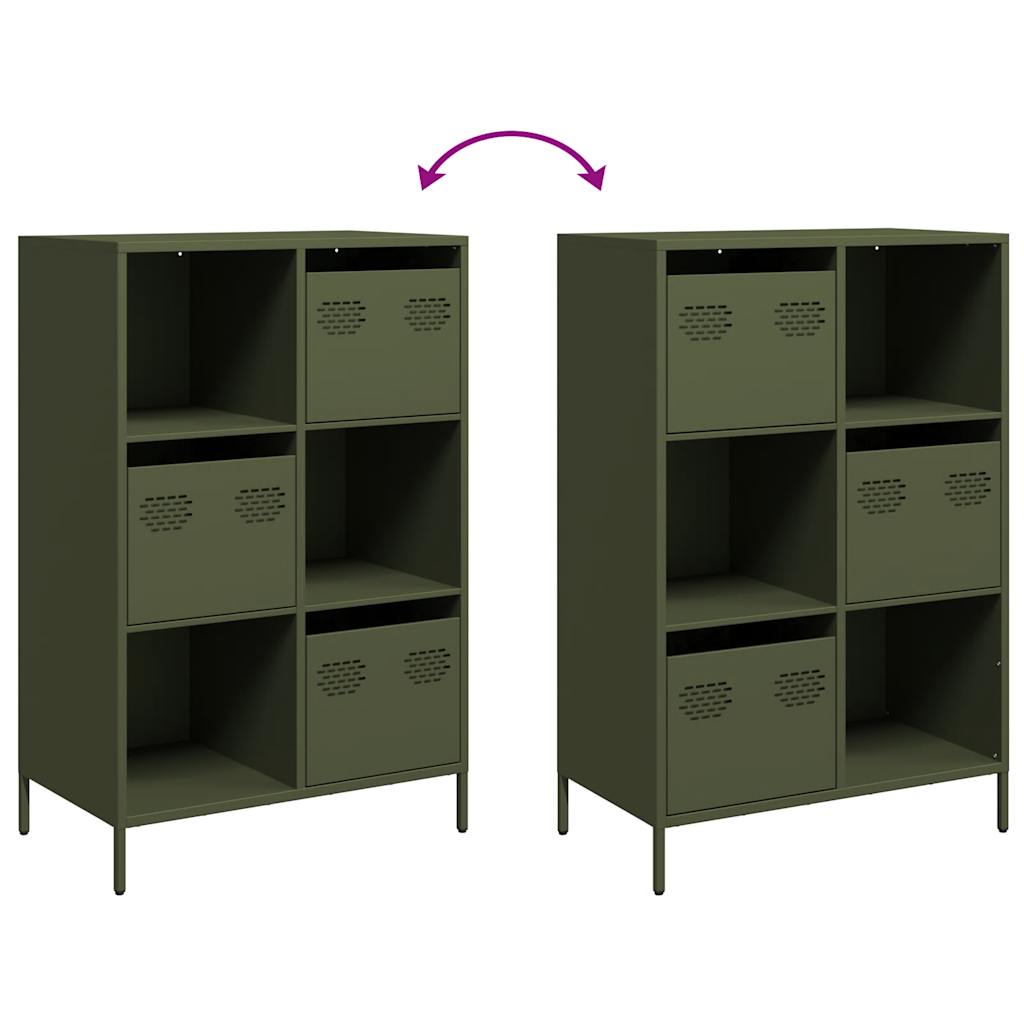 Buffet haut vert olive 68x39x103,5 cm acier