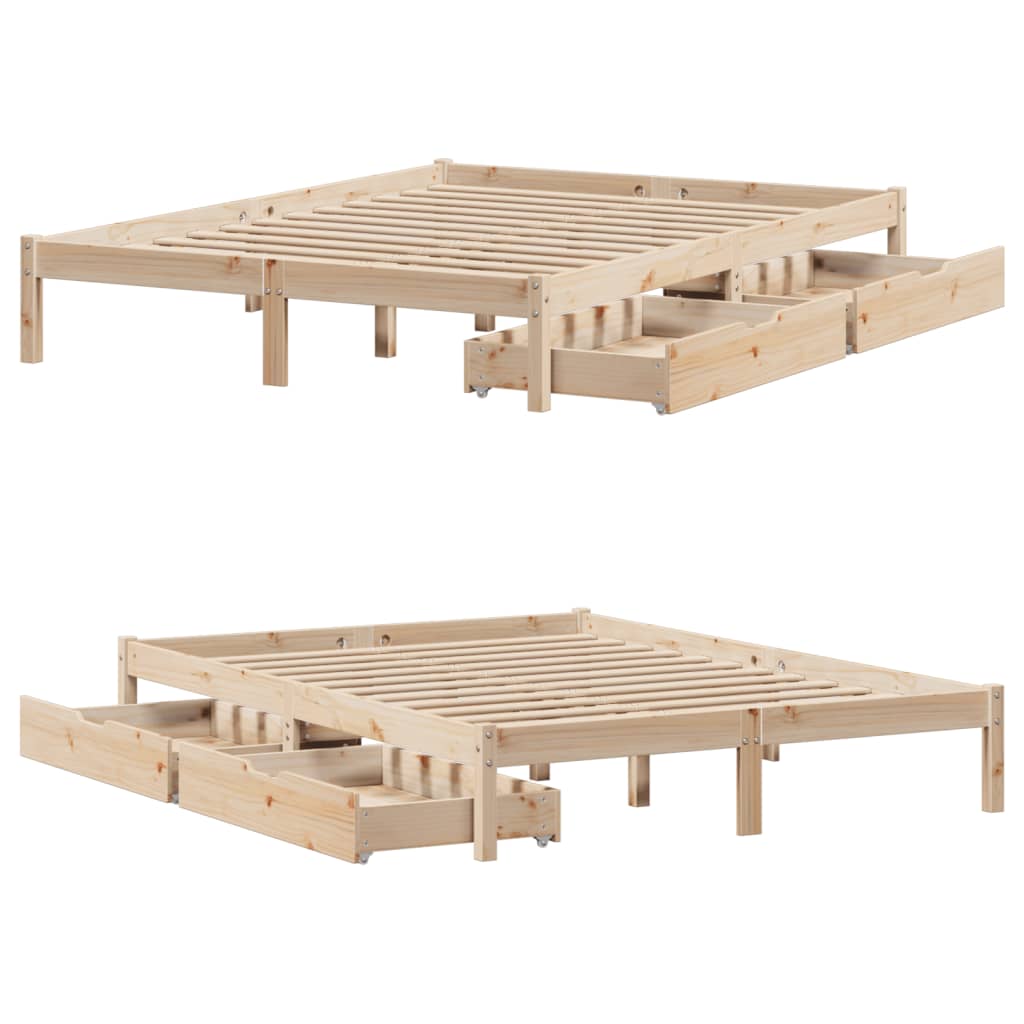 Cadre de lit sans matelas 140x190 cm bois de pin massif