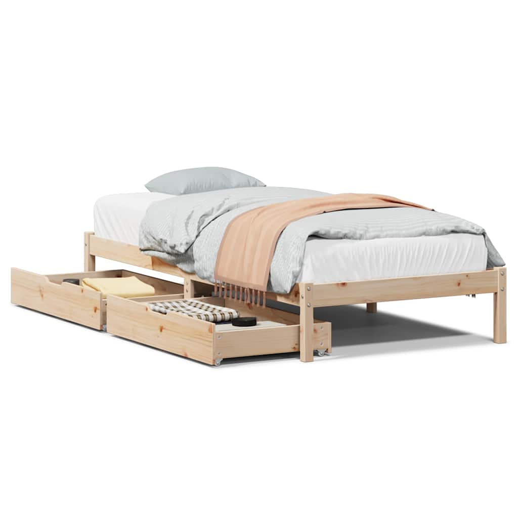 Bed frame without mattress 100x200 cm solid pine wood