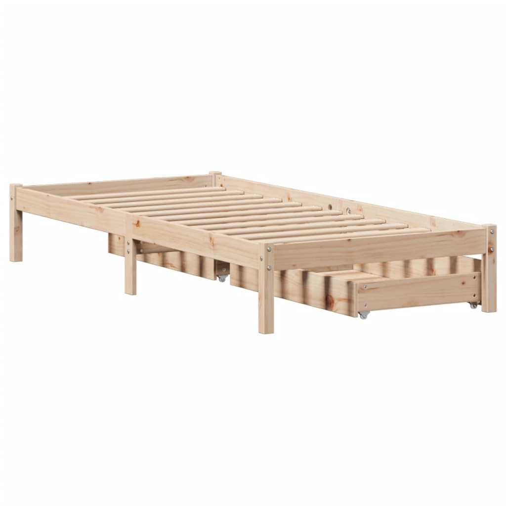 Bed frame without mattress 100x200 cm solid pine wood