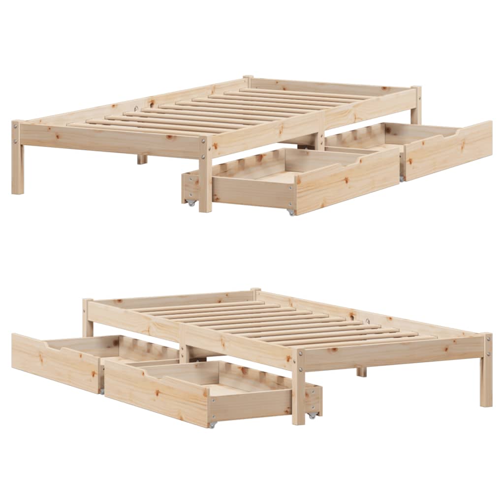 Bed frame without mattress 100x200 cm solid pine wood