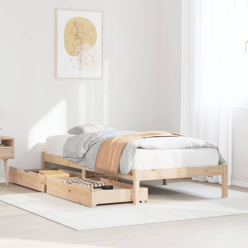 Bed frame without mattress 100x200 cm solid pine wood