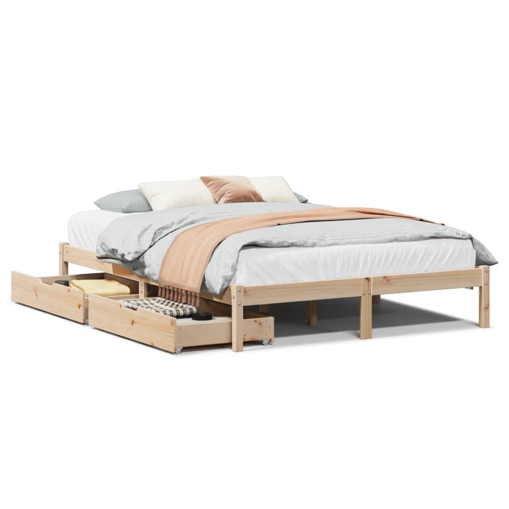 Bed frame without mattress 140x200 cm solid pine wood