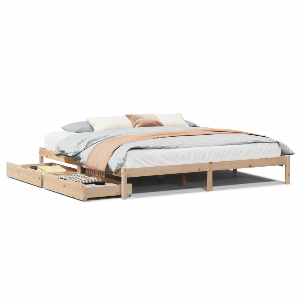 Bed frame without mattress 200x200 cm solid pine wood