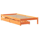 Bed frame without mattress brown wax 75x190 cm solid pine wood