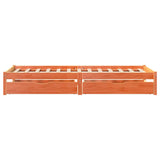 Bed frame without mattress brown wax 75x190 cm solid pine wood