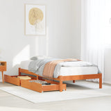 Bed frame without mattress brown wax 75x190 cm solid pine wood