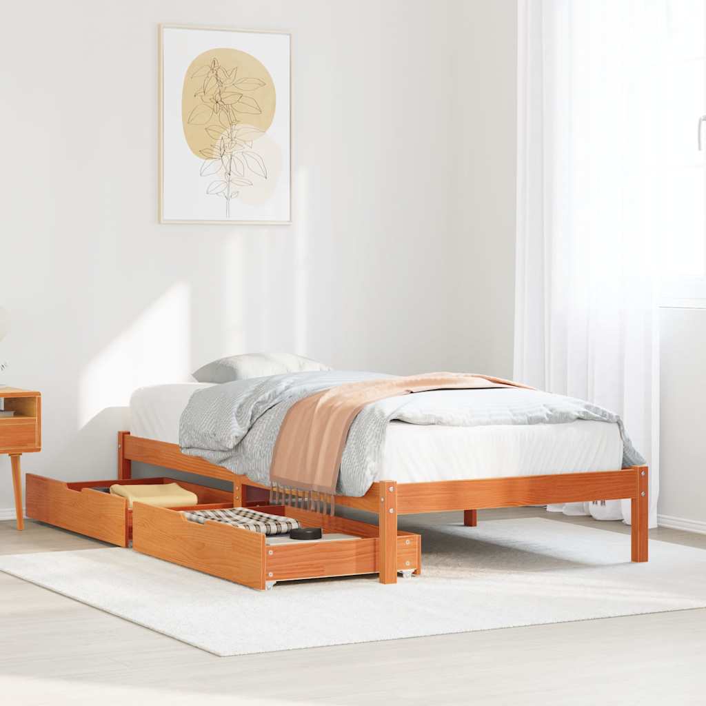 Cadre de lit sans matelas cire marron 90x190 cm bois pin massif