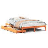 Bed frame without mattress brown wax 120x190cm solid pine wood