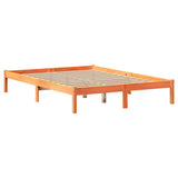 Bed frame without mattress brown wax 120x190cm solid pine wood