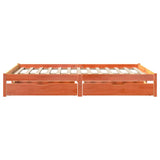 Cadre de lit sans matelas cire marron 135x190cm bois pin massif