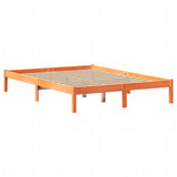 Cadre de lit sans matelas cire marron 135x190cm bois pin massif