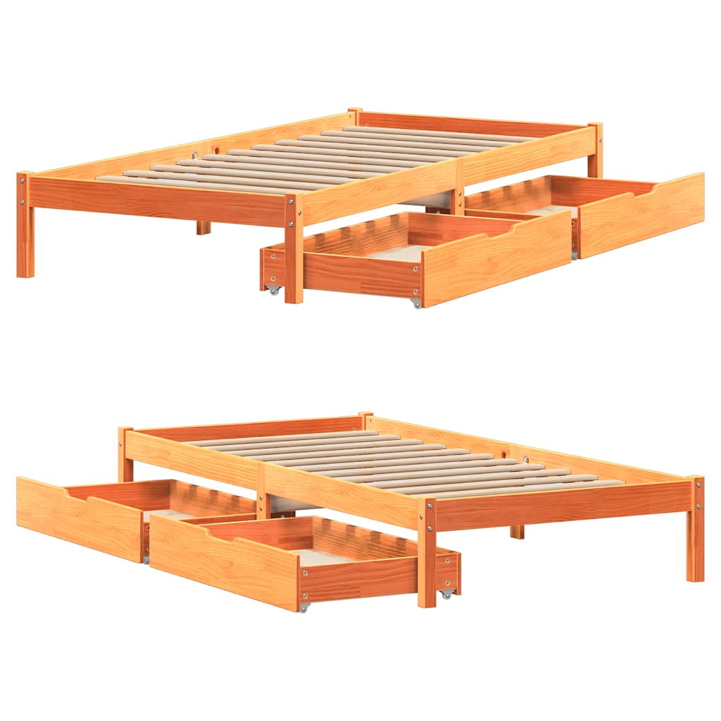 Cadre de lit sans matelas cire marron 100x200cm bois pin massif