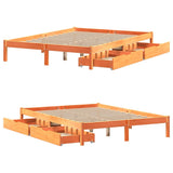 Bed frame without mattress brown wax 120x200cm solid pine wood