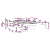 Bettgestell ohne Matratze, braunes Wachs, 140 x 200 cm, massives Kiefernholz