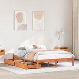 Bed frame without mattress brown wax 160x200cm solid pine wood