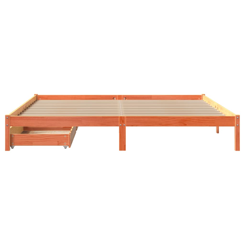 Cadre de lit sans matelas cire marron 180x200cm bois pin massif