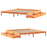 Cadre de lit sans matelas cire marron 180x200cm bois pin massif