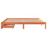 Bed frame without mattress brown wax 200x200cm solid pine wood