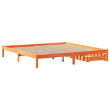 Bed frame without mattress brown wax 200x200cm solid pine wood