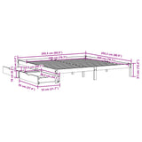 Bed frame without mattress brown wax 200x200cm solid pine wood