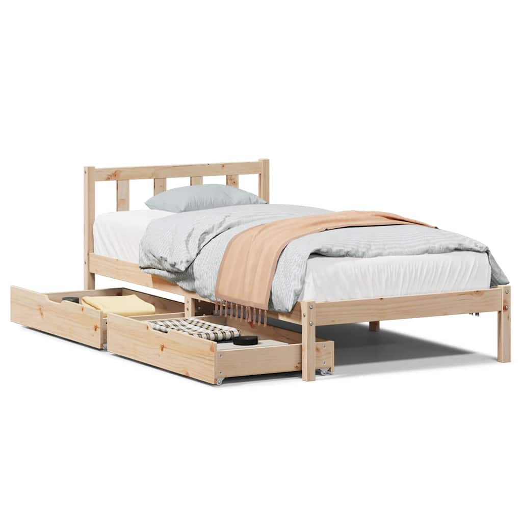 Cadre de lit sans matelas 75x190 cm bois de pin massif