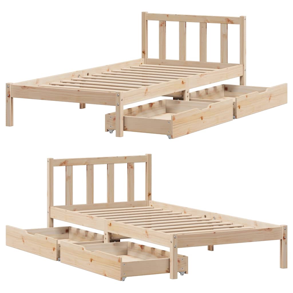 Cadre de lit sans matelas 75x190 cm bois de pin massif