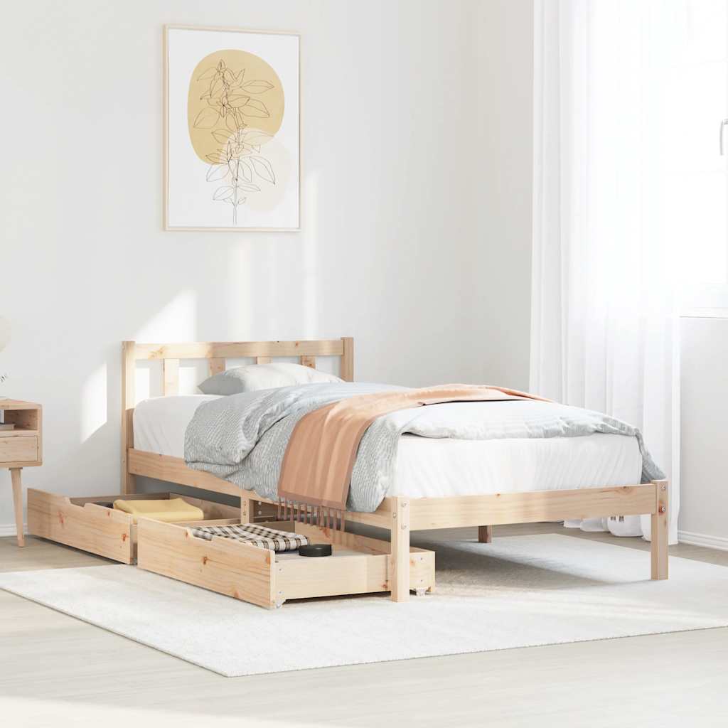 Cadre de lit sans matelas 75x190 cm bois de pin massif