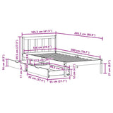 Bettgestell ohne Matratze 100x200 cm aus massivem Kiefernholz