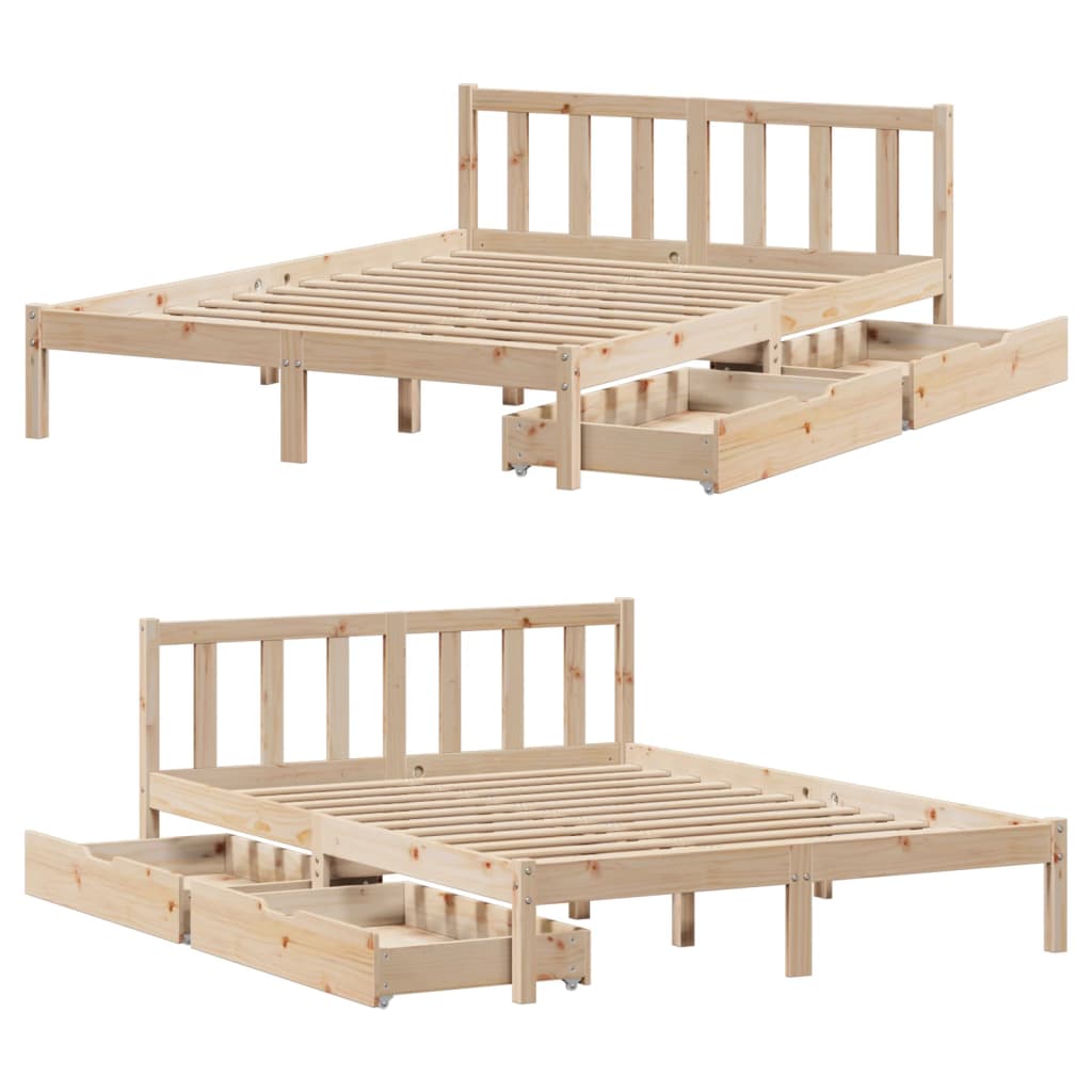 Bed frame without mattress 150x200 cm solid pine wood