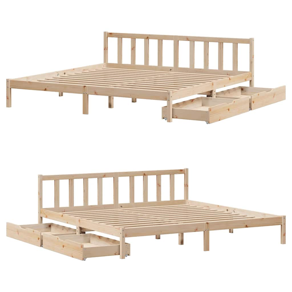 Bed frame without mattress 180x200 cm solid pine wood