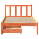 Bed frame without mattress brown wax 90x190 cm solid pine wood