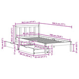 Bed frame without mattress brown wax 90x190 cm solid pine wood