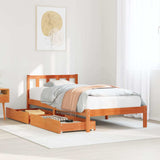 Bed frame without mattress brown wax 90x190 cm solid pine wood