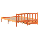 Bed frame without mattress brown wax 135x190cm solid pine wood