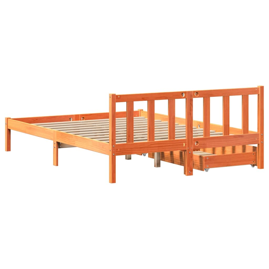 Cadre de lit sans matelas cire marron 140x190cm bois pin massif