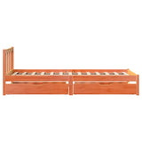 Bed frame without mattress brown wax 100x200cm solid pine wood