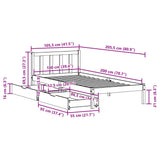 Bed frame without mattress brown wax 100x200cm solid pine wood