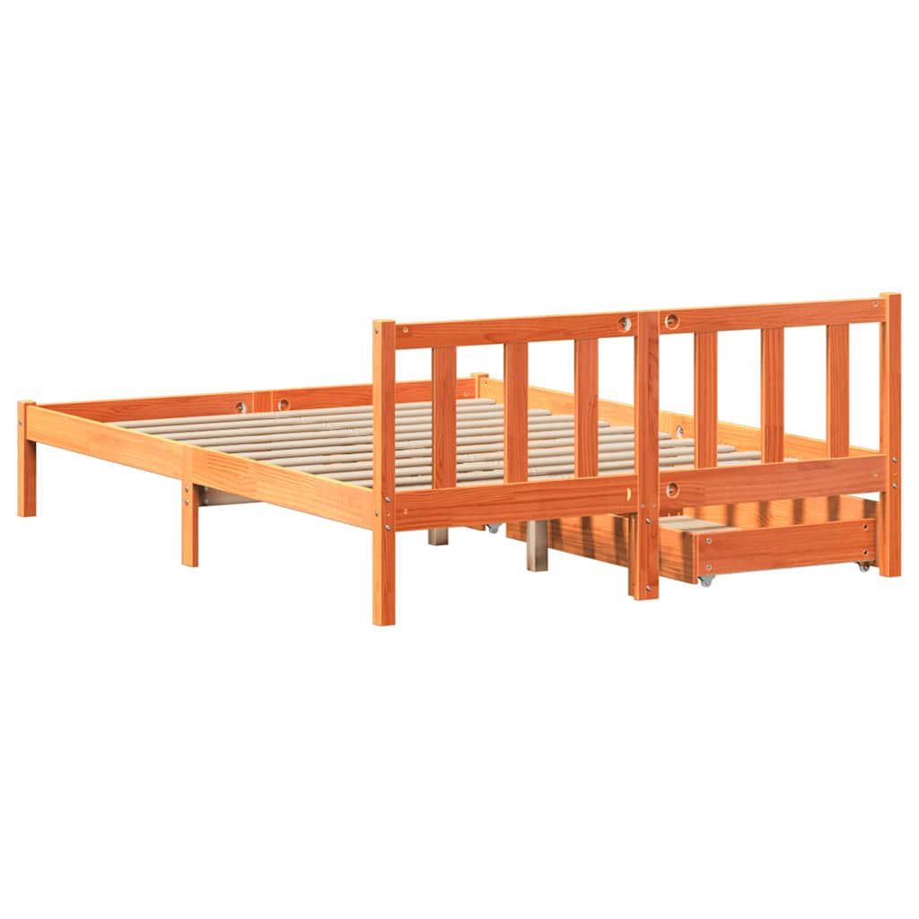 Cadre de lit sans matelas cire marron 120x200cm bois pin massif