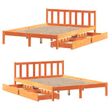 Bed frame without mattress brown wax 140x200cm solid pine wood