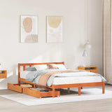 Bed frame without mattress brown wax 140x200cm solid pine wood