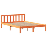 Cadre de lit sans matelas cire marron 160x200cm bois pin massif