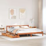 Cadre de lit sans matelas cire marron 200x200cm bois pin massif