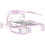 Cadre de lit sans matelas 90x190 cm bois de pin massif