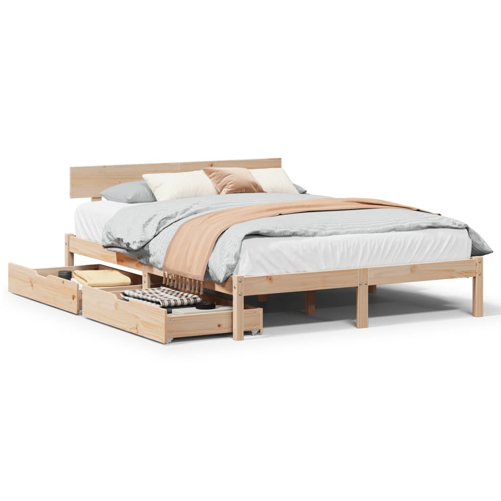 Cadre de lit sans matelas 135x190 cm bois de pin massif